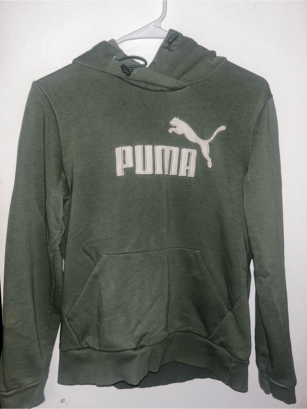 Puma Olive Green Hoodie with White Logo